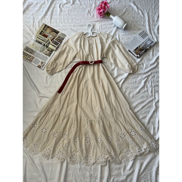 H&M Loose-Fit Summer Dress with Embroidered Eyelet Details (BELT NOT INCLUDED) - Picture 2 of 7